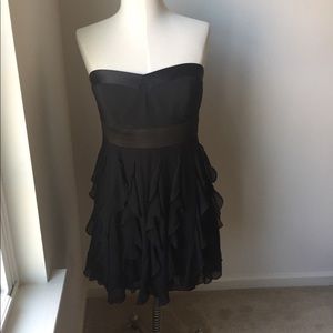 Black strapless ruffle dress